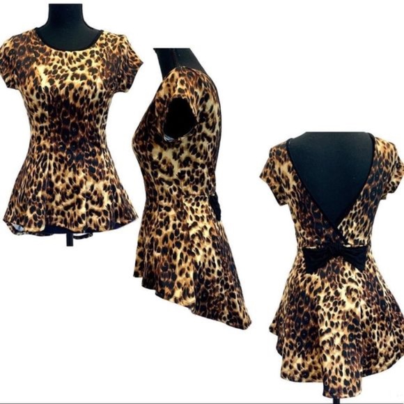 Monteau Peplum Leopard print shirt - Picture 1 of 3